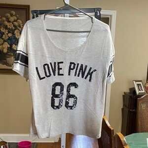 PINK Victoria's Secret Gray 'Love Pink 86' Short Sleeve Tee